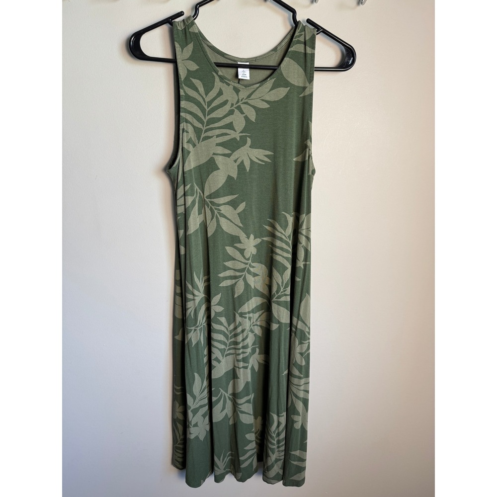 Old Navy Womens Green Floral Sleeveless Swing Dress S Tall Summer Casual Boho